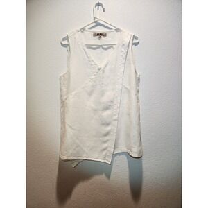 FLAX White Striped Linen Sleeveless Wrap Top Made Lithuania Womens Size S NWOT